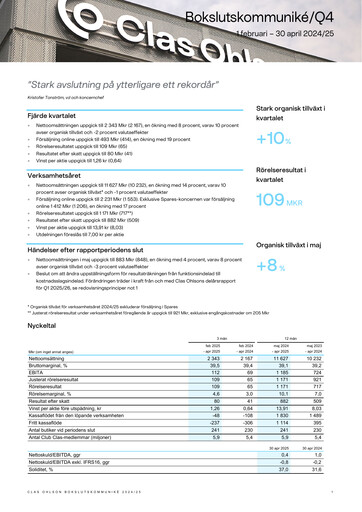 Thumbnail Clas Ohlson AB Quarterly Report 2024-q4