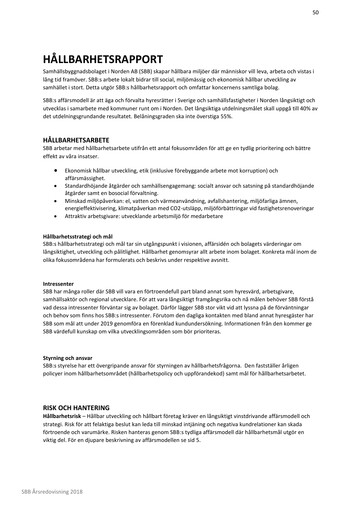 Thumbnail Samhällsbyggnadsbolaget i Norden Sustainability Report 2018