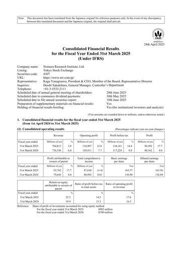 Vorschaubild Nomura Research Institute
 Finanzbericht fy2025
