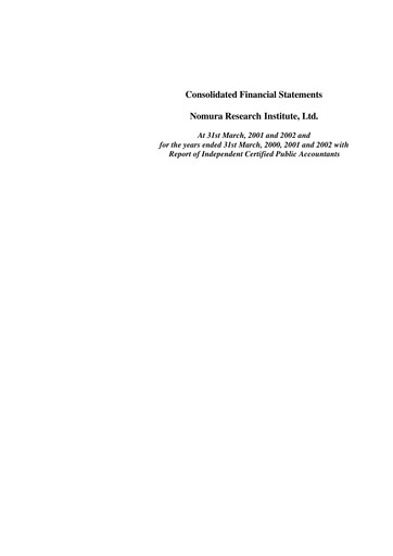 Thumbnail Nomura Research Institute
 Financial Statement fy2002