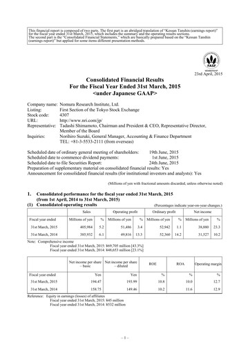 Thumbnail Nomura Research Institute
 Financial Statement fy2015