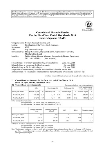 Thumbnail Nomura Research Institute
 Financial Statement fy2018