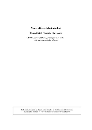 Thumbnail Nomura Research Institute
 Financial Statement fy2023