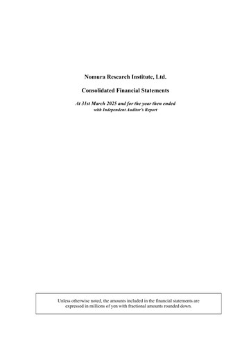 Thumbnail Nomura Research Institute
 Financial Statement fy2025