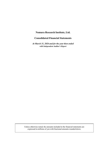 Thumbnail Nomura Research Institute
 Financial Statement fy2026