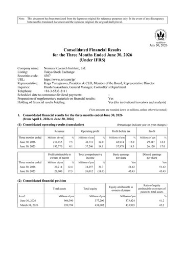 Thumbnail Nomura Research Institute
 Quarterly Report fy2027-q1