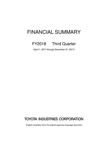 Miniature Toyota Industries
 Rapport financier fy2018-9m