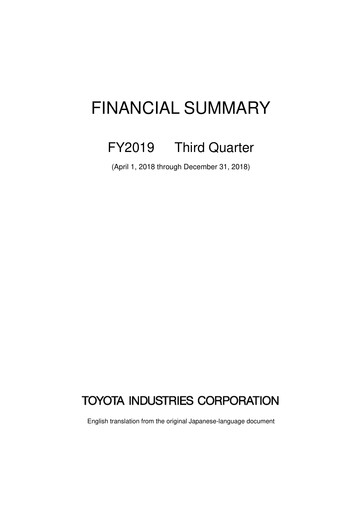 Miniature Toyota Industries
 Rapport financier fy2019-9m