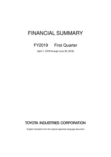 Miniature Toyota Industries
 Rapport financier fy2019-q1
