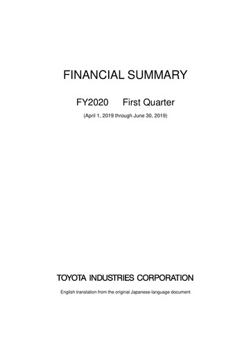 Miniature Toyota Industries
 Rapport financier fy2020-q1