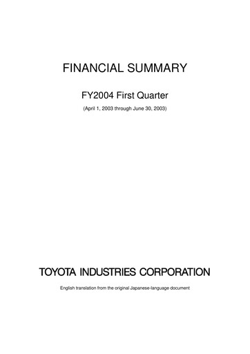 Thumbnail Toyota Industries
 Quarterly Report 2004-q1