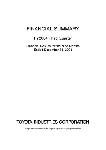 Thumbnail Toyota Industries
 Quarterly Report 2004-q3