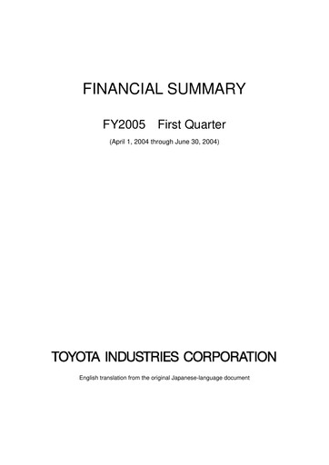 Thumbnail Toyota Industries
 Quarterly Report 2005-q1