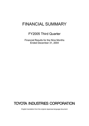 Thumbnail Toyota Industries
 Quarterly Report 2005-q3