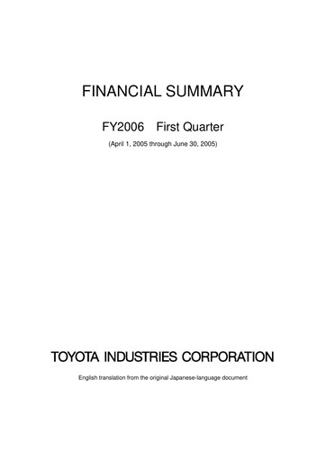 Thumbnail Toyota Industries
 Quarterly Report 2006-q1