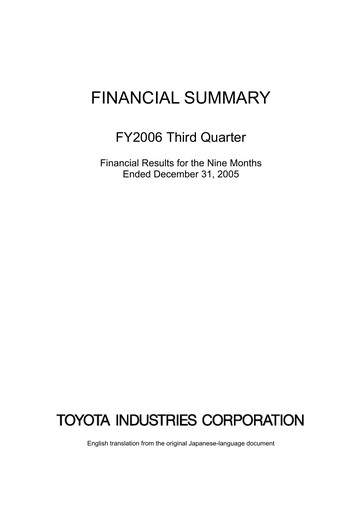 Thumbnail Toyota Industries
 Quarterly Report 2006-q3