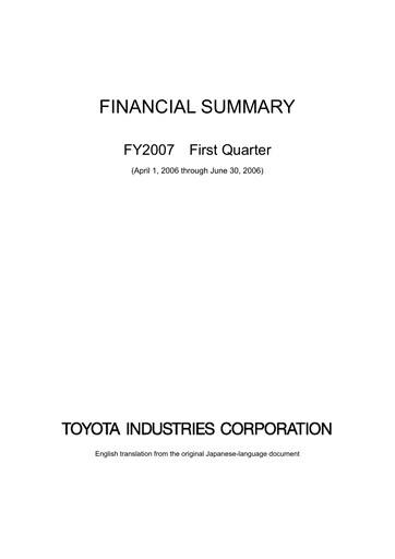 Thumbnail Toyota Industries
 Quarterly Report 2007-q1