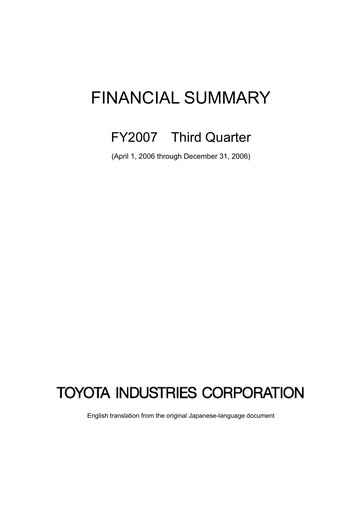 Thumbnail Toyota Industries
 Quarterly Report 2007-q3