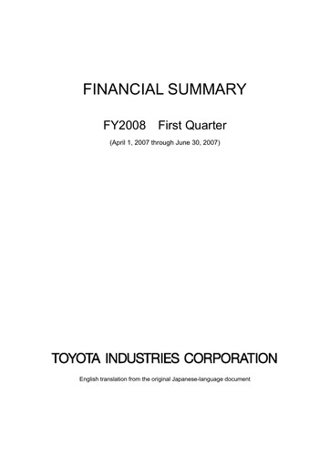 Thumbnail Toyota Industries
 Quarterly Report 2008-q1