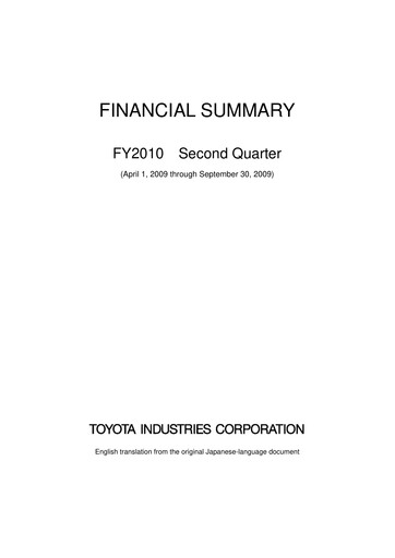 Thumbnail Toyota Industries
 Quarterly Report 2010-q2