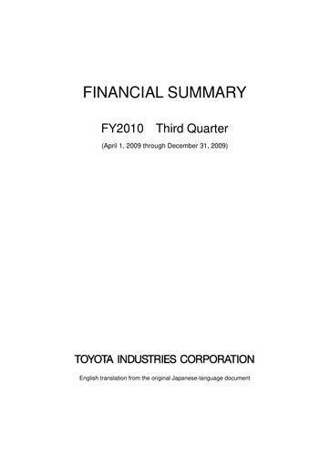 Thumbnail Toyota Industries
 Quarterly Report 2010-q3