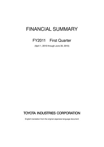 Thumbnail Toyota Industries
 Quarterly Report 2011-q1