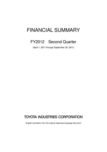 Thumbnail Toyota Industries
 Quarterly Report 2012-q2