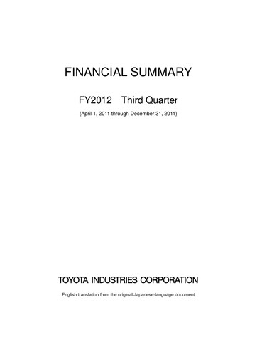 Thumbnail Toyota Industries
 Quarterly Report 2012-q3