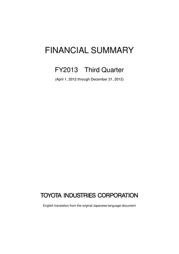 Thumbnail Toyota Industries
 Quarterly Report 2013-q3