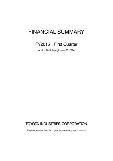Thumbnail Toyota Industries
 Quarterly Report 2015-q1