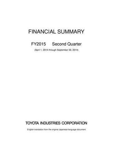 Thumbnail Toyota Industries
 Quarterly Report 2015-q2