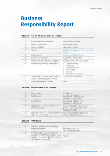 Thumbnail Bajaj Finance ESG Report 2019-2020