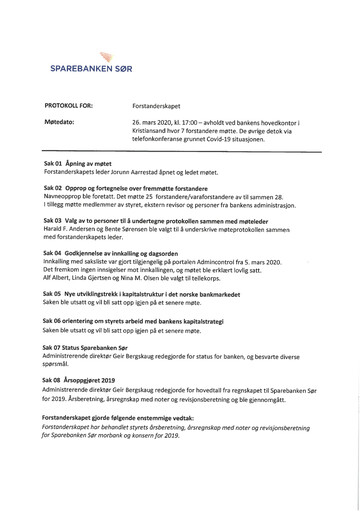 Thumbnail Sparebanken Sør Annual Report 2019