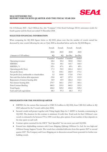 Vorschaubild Sea1 Offshore Quartalsbericht 2024-q4
