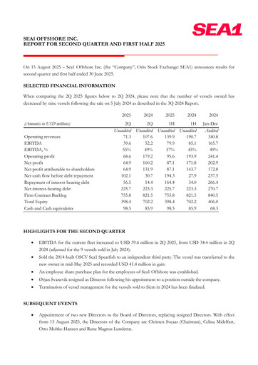 Vorschaubild Sea1 Offshore Quartalsbericht 2025-q2