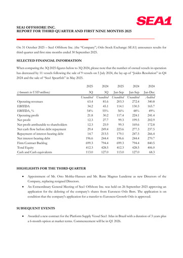 Vorschaubild Sea1 Offshore Quartalsbericht 2025-q3