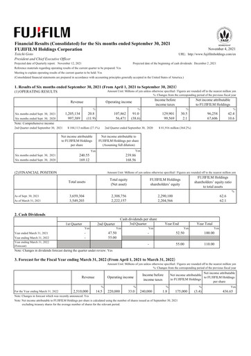 Thumbnail Fujifilm Half-year Report 2021-h1