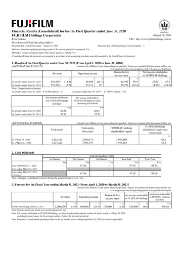 Thumbnail Fujifilm Quarterly Report 2020-q1