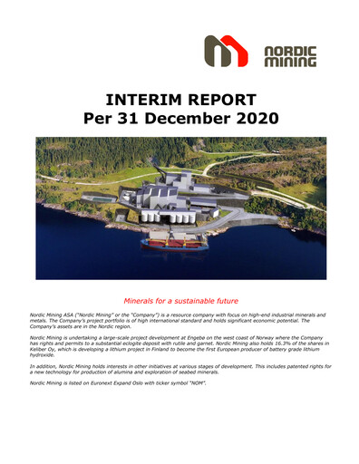 Thumbnail Nordic Mining ASA Quarterly Report 2020-q4