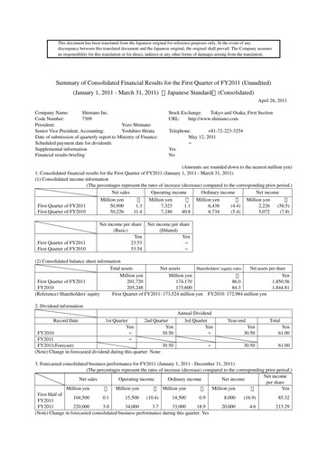 Miniature Shimano Rapport trimestriel 2011-q1