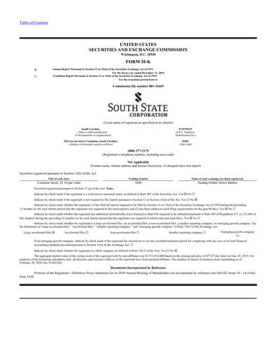 Thumbnail South State Corp Annual Report 2019