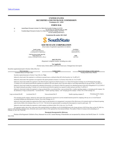 Thumbnail South State Corp Annual Report 2020