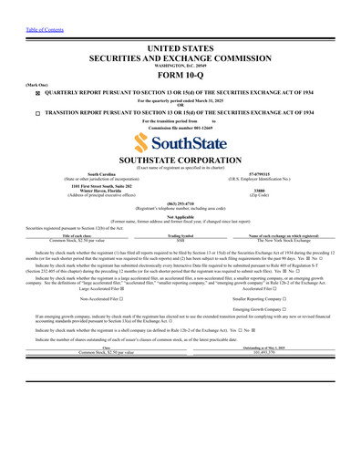 Thumbnail South State Corp Quarterly Report 2025-q1