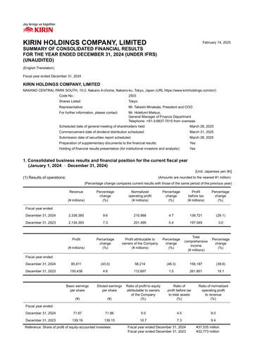Vorschaubild Kirin Holdings
 Finanzbericht 2024