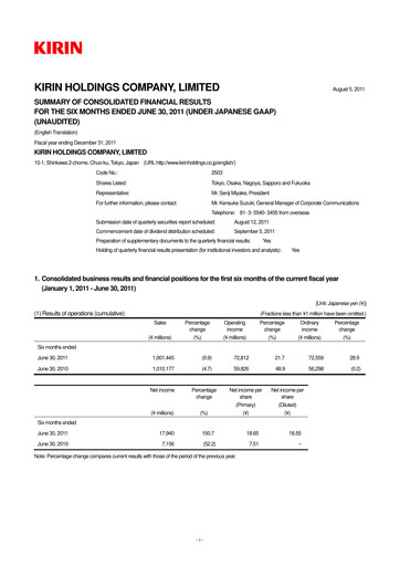 Vorschaubild Kirin Holdings
 Halbjahresbericht 2011