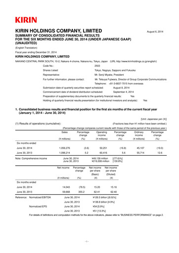 Vorschaubild Kirin Holdings
 Halbjahresbericht 2014
