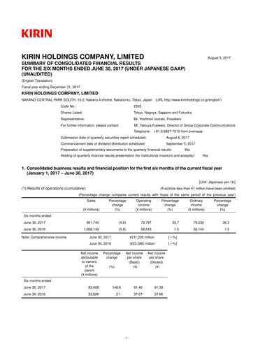 Vorschaubild Kirin Holdings
 Halbjahresbericht 2017