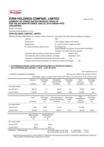 Vorschaubild Kirin Holdings
 Halbjahresbericht 2019