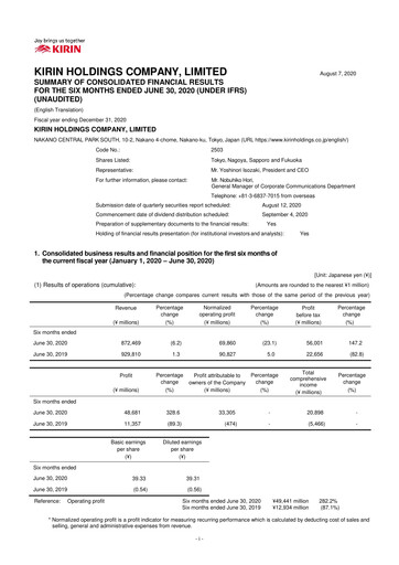Vorschaubild Kirin Holdings
 Halbjahresbericht 2020