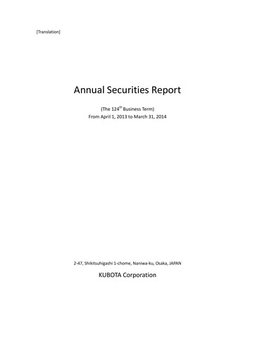 Miniature Kubota
 Rapport annuel 2014